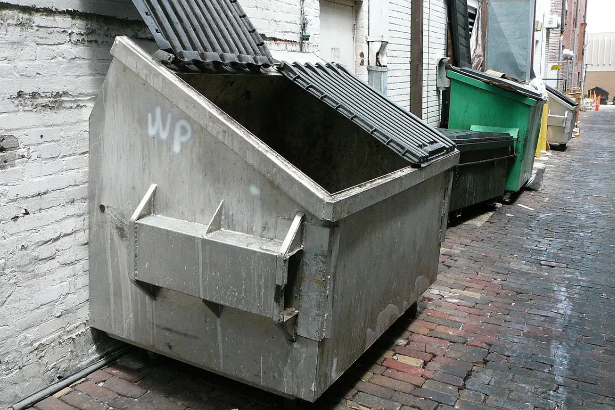 front load dumpsters in an alley